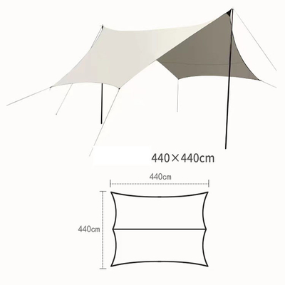 Zilver het Met een laag bedekte de Schaduw van de Stoffenzon Openlucht het Kamperen Zon Afbaarden met Windkabel